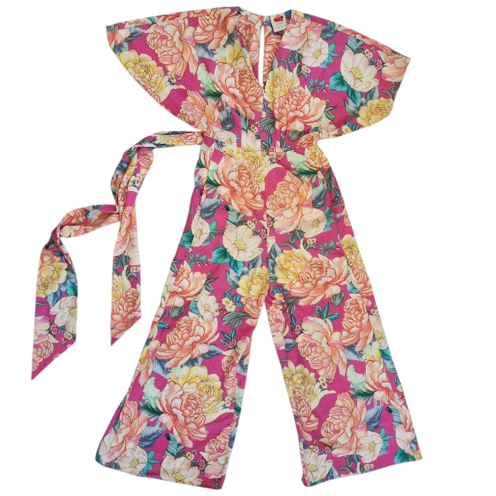 FARM RIO 'Eulalie' Floral Print Wide Leg Jumpsuit - Size XS - Picture 11 of 16